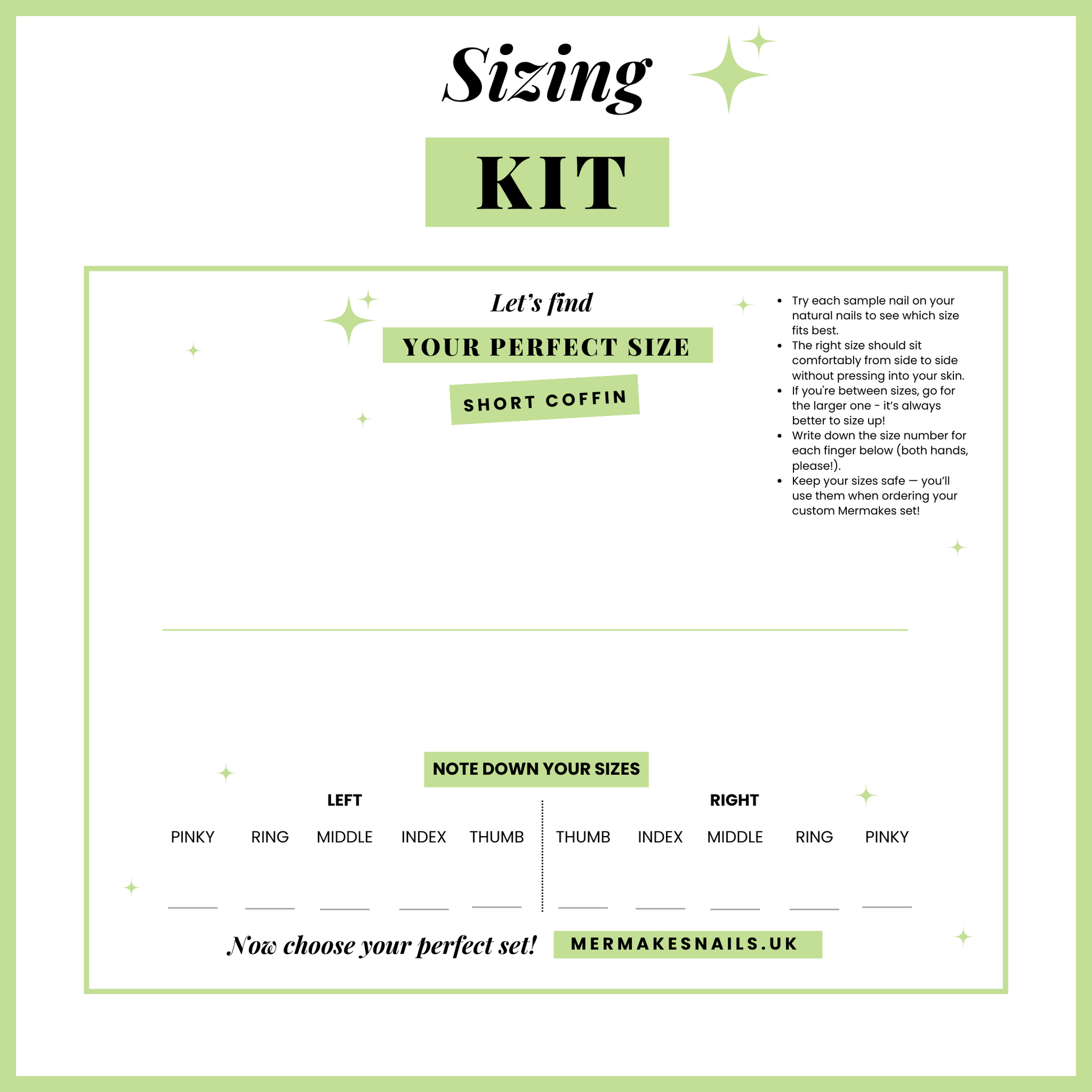 Sizing Kit Short Coffin Nail Shape